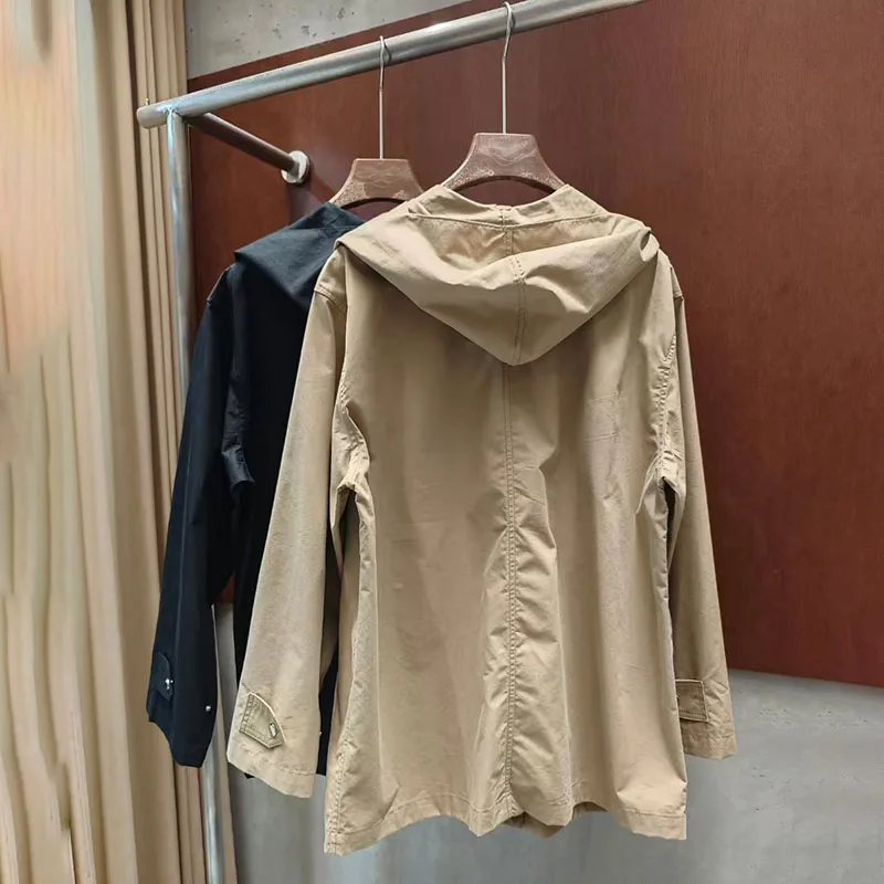 Women's Scarf-Collar Jacket, Fashionable Casual Loose-Fit Short Trench Coat, High-Quality Hooded Coat, 2026, New Arrival, Y2K