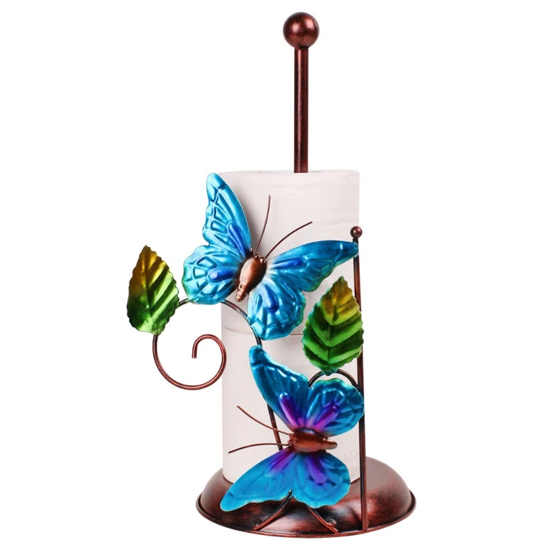 Elegant Butterfly Iron Paper Towel Holder Sturdy Iron Butterfly Tissue Stand Portable Paper Rack for Various Home Use