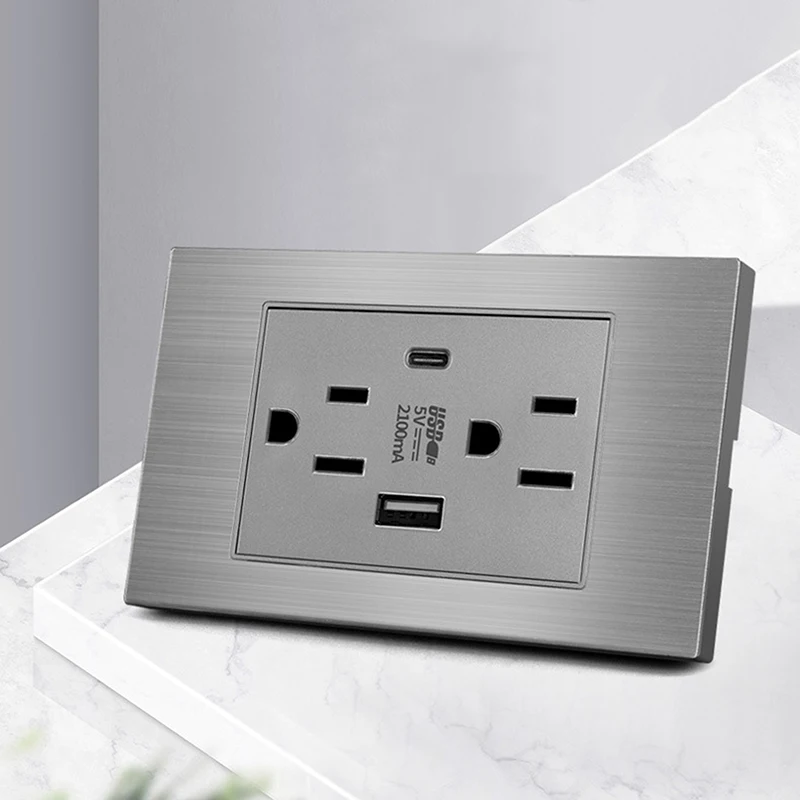 

5V 2.1A USB Type-c Charger Thailand Standard 118mm Household Panel Thai Universal Wall Switch Power Switch Socket Series