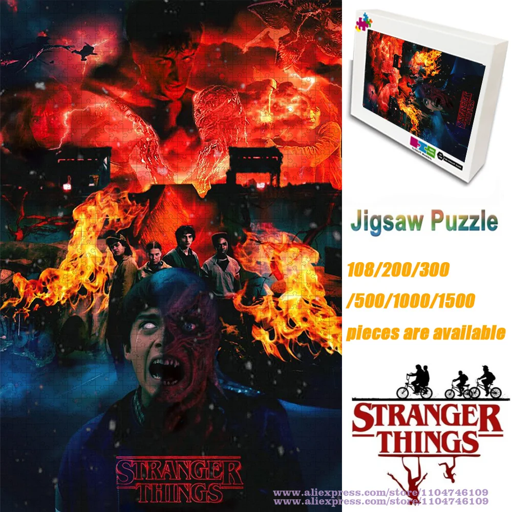 Stranger Things Puzzle Jigsaw 108/200/300/500/1000/1500Pcs Intelligence Puzzles for Kids & Adults Unisex Gift with Printed Box