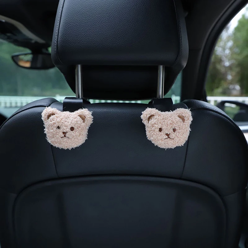 1PC Creative Car Seat Back Cute Plush Bear Doll Hook Inside Car With Decorative Plastic Pendant Finishing Storage Hooks