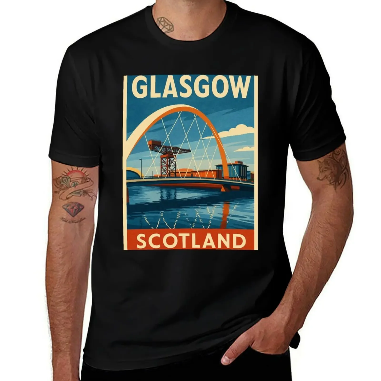 

Vintage-style travel poster of Glasgow, Scotland T-Shirt for a boy quick-drying oversized t shirts for men
