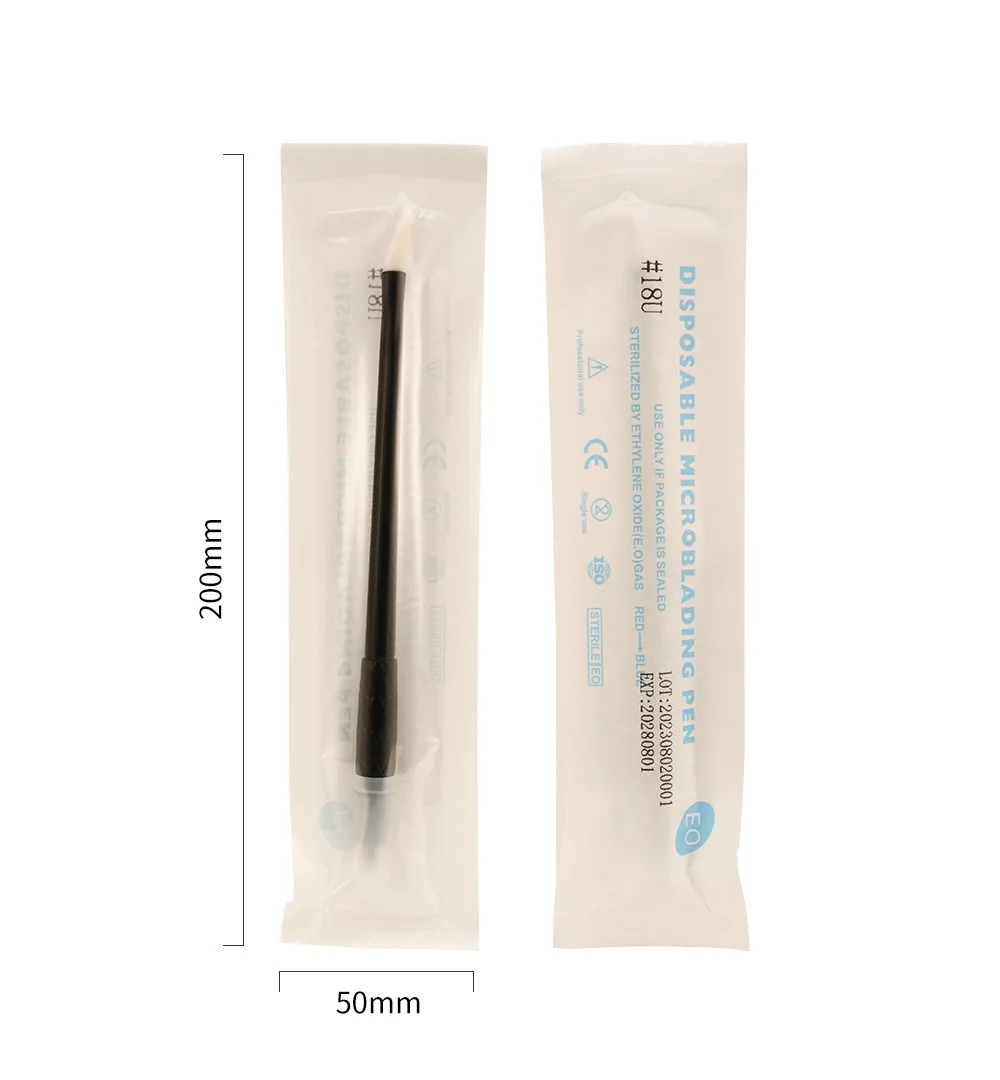 50Pcs Microblading Disposable Pen with Needles and Ink Ring Cup Tool For Creating Eyebrows Permanent Makeup Supplies