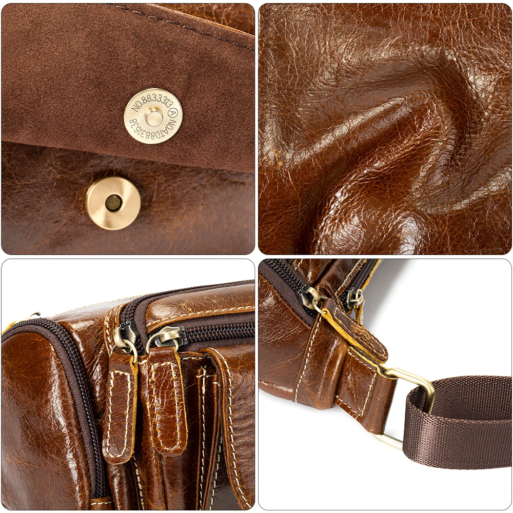 WESTAL genuine leather Travel Waist Pack Fanny Pack men Leather Belt Waist bags phone pack small chest messenger for man 8355