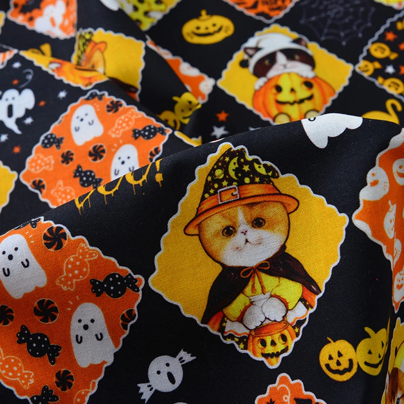 Cat Fabric Cartoon Pastoral DIY Handmade Pure Cotton for Quilting Needlework per Half Meter