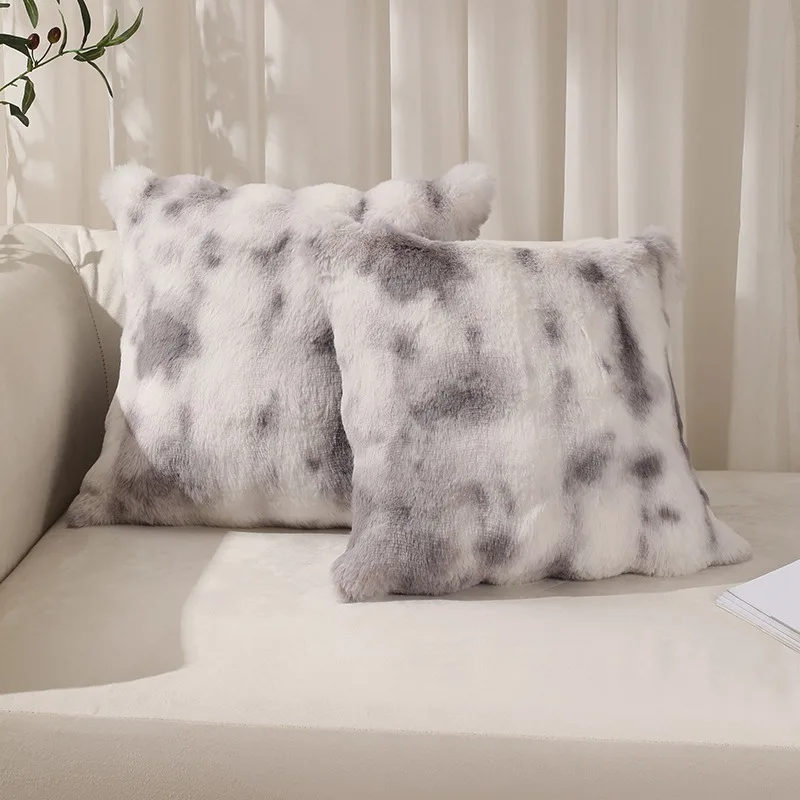 Plush Faux Rabbit Fur Pillow, for Home Hotel Decor Soft Throw Pillowcase Decorative Pillow Cover for Living Room