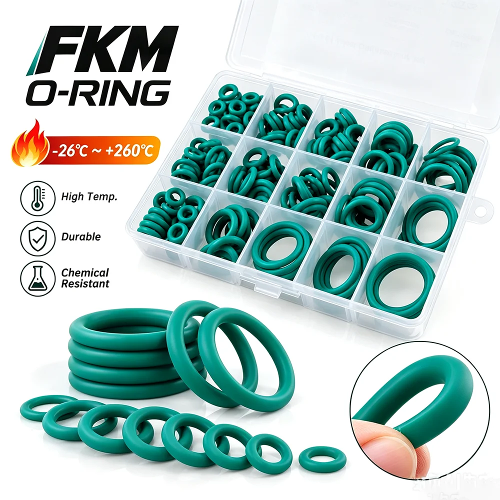 175PCS FKM  fluororubber O-ring product combination CS 2.65mm Acid and alkali resistant/wear-resistant/leak proof sealing gasket