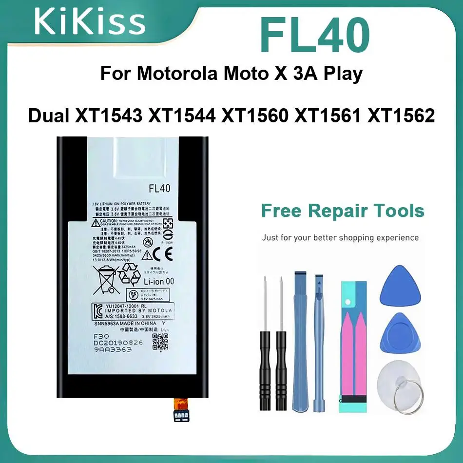 

Аккумуляторы FL40 для Motorola Moto X 3A Play Dual XT1543 XT1544 XT1560 XT1561 XT1562 XT1563 XT1565, 3630 мАч, перезаряжаемые