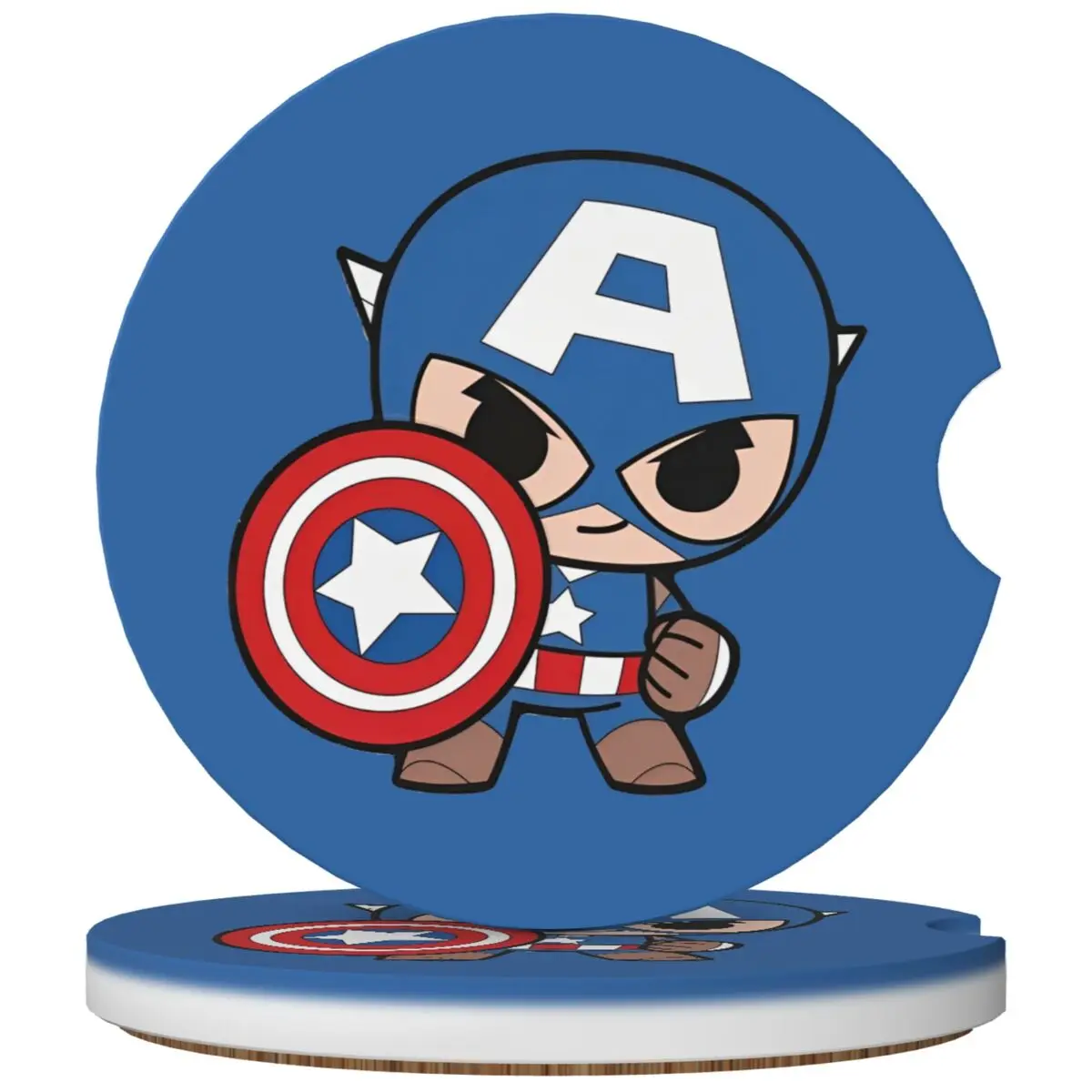 2PCS Captain America Car Cup Coaste Universal Auto Captain America Cup Holder Embedded in Ornaments Ceramic Coaster