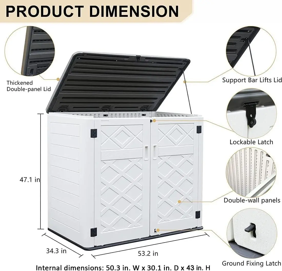 Abri de rangement extérieur horizontal, armoire de rangement extérieure en résine, étanche, 47 Cu. Federation, jardin, arc-en-ciel