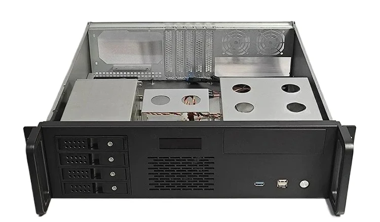 3U 400mm Rackmount Server Chassis,4 Hot-Swap Bays,1 Optical Bay,MATX Motherboard,ATX Power for Industrial Storage