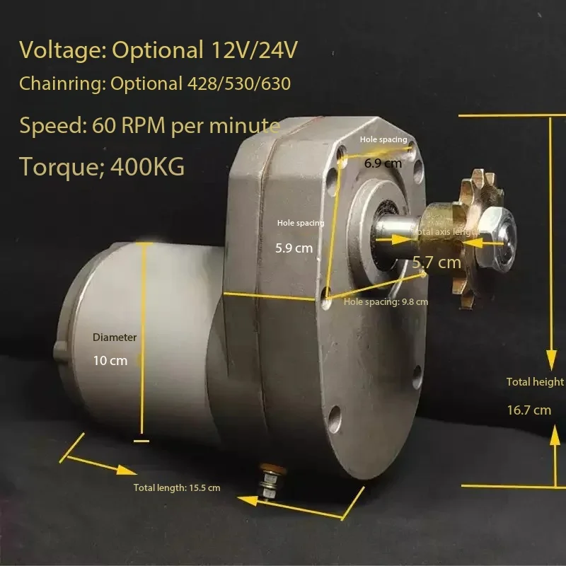 12V 24V 600W Brushed DC Motor High Power for Electric Lawn Mower, Garden Yard Mowing Machine Replacement Motor and Grass Cutter
