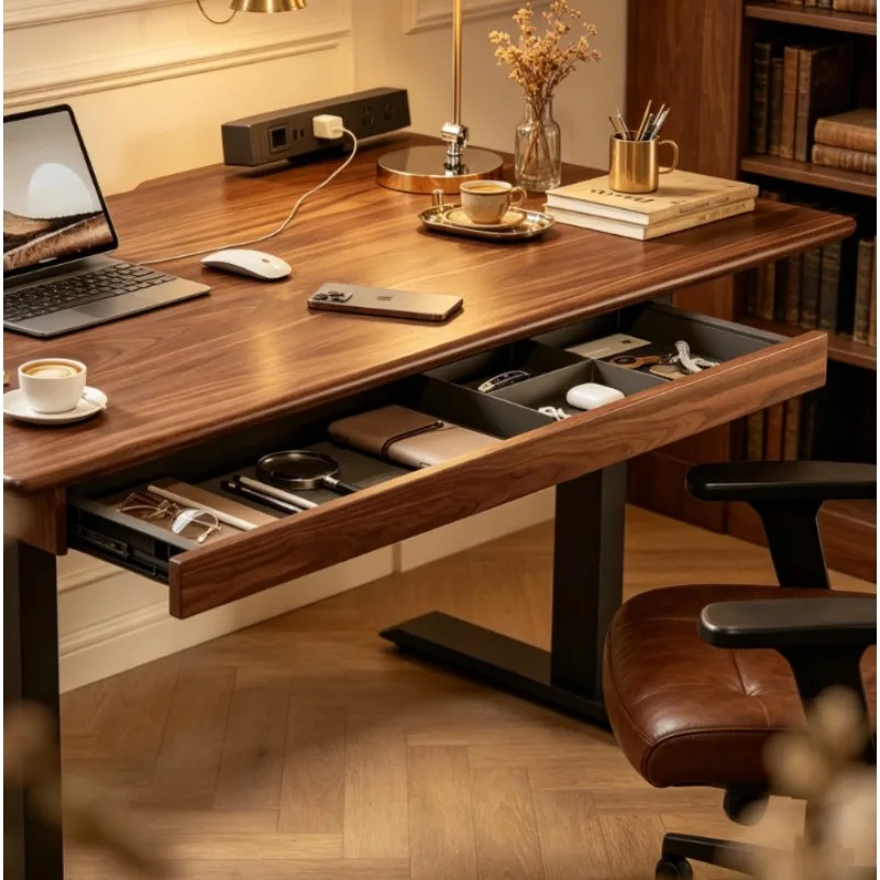 Under Desk Hidden Keyboard Storage Tray with Wooden Divider, Self-Adhesive Hanging Drawer, Space-Saving for Office & Home