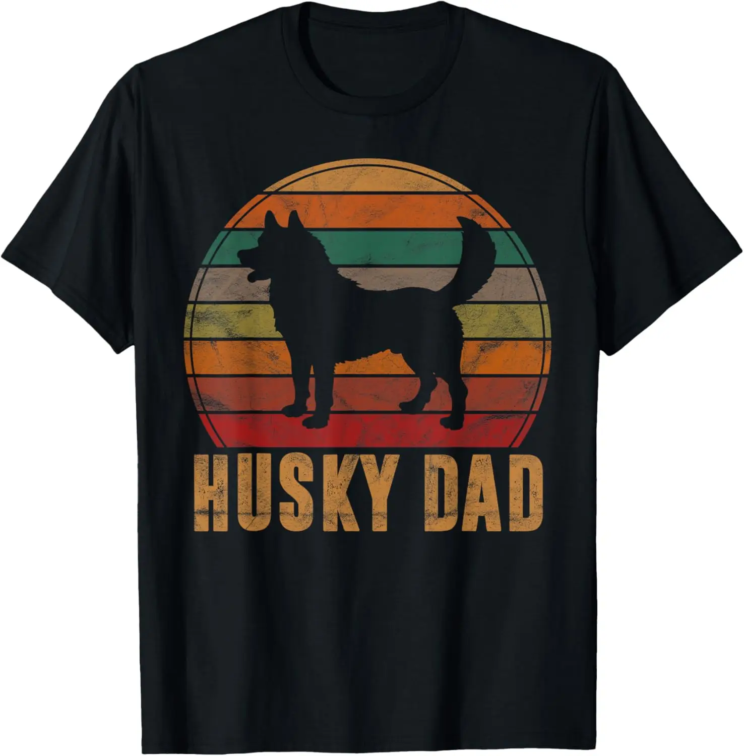 Retro Husky Dad ของขวัญสุนัขเจ้าของสัตว์เลี้ยงไซบีเรีย Huskies พ่อเสื้อยืด