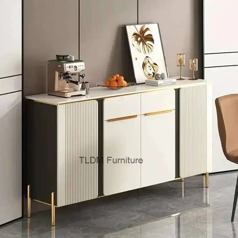 خزانة بيضاء فاخرة بأدراج أنيقة وخزائن غرفة المعيشة الفاخرة ذات التصميم الجمالي الإيطالي أثاث صالون التلفزيون Meuble #1