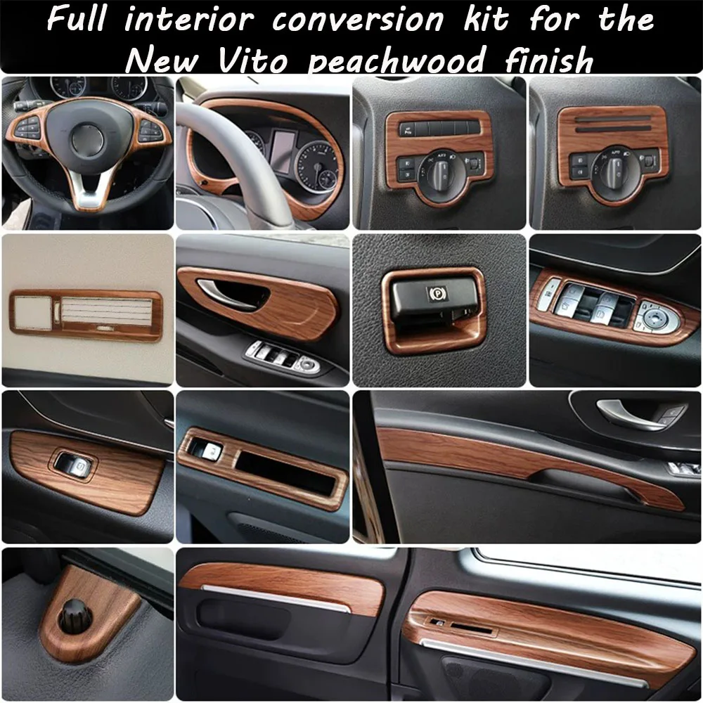 

Car Interior Trim Decals Peachwood, Carbon Fibre ABS Full Set of Trim Strips For Mercedes-Benz Vito W447(2016–2023)