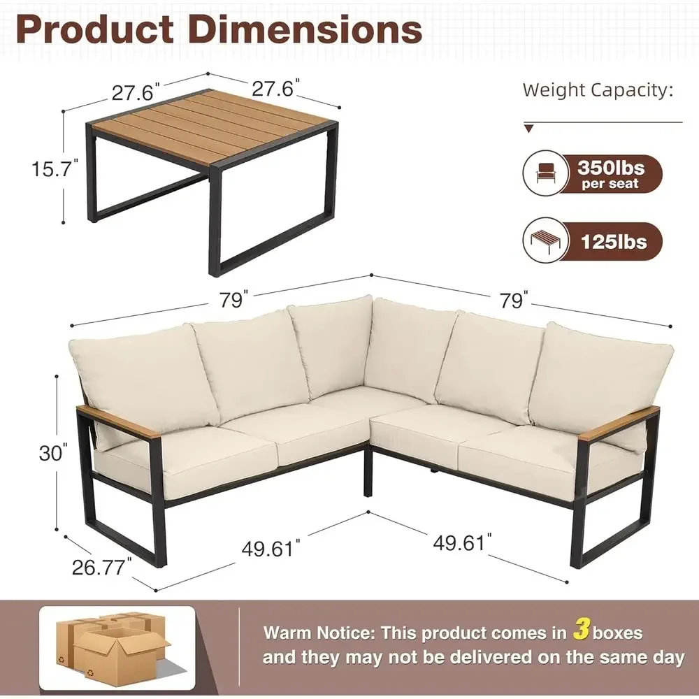 

Special Offer6-Piece Outdoor Sectional Sofa Set With Side Table, L-Shaped Patio Furniture, Beige