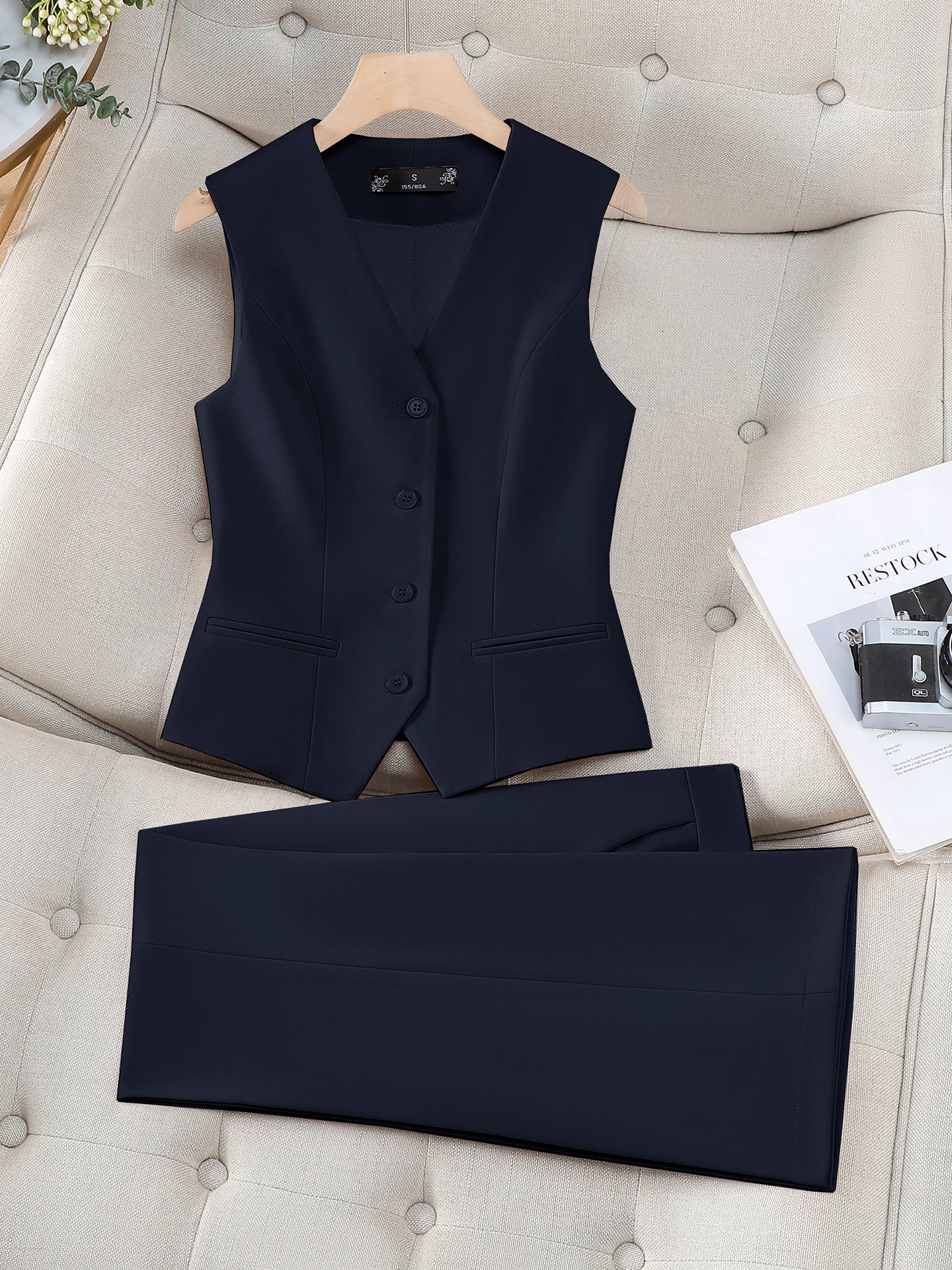 Khaki Color Women's Vest Set 2026 New Summer Commute Professional Workwear Waist-Cinching Vest Fashionable Business Outfit