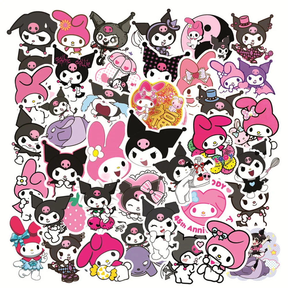 

10/30/50pcs Cute Melody Kuromi Anime Stickers Kawaii Cartoon Kids Decals Toy Gift DIY Diary Phone Guitar Sanrio Graffiti Sticker