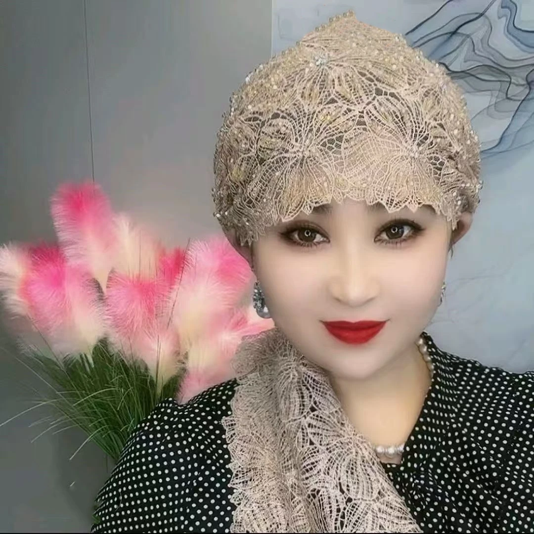Hijab Muslim Women Shawl Headscarf Free Shipping Luxury Tassels Scarf Malaysia Prayer Kufi Islam Saudi Arabia Lace Turban 05411