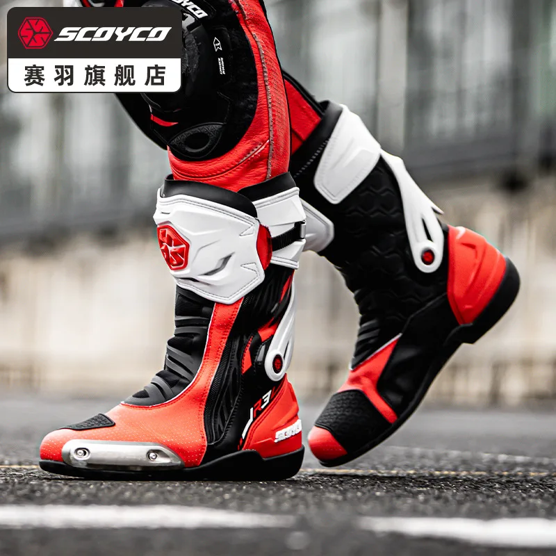 SCOYCO Motorcycle Riding Boots Rally Boots Motorcycle Anti Drop Shoes Knight Road Racing Shoes Men's Four Seasons