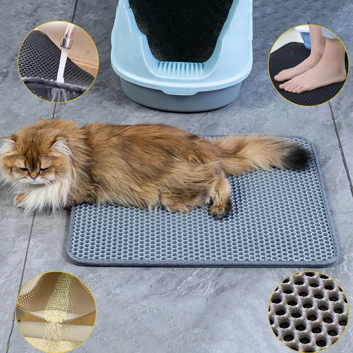 Pet Cat Litter Mat Waterproof Double Layer EVA Foldable Cat Litter Trapping Pet Carpet Bed Pads For Cats Pet Clean Supplies