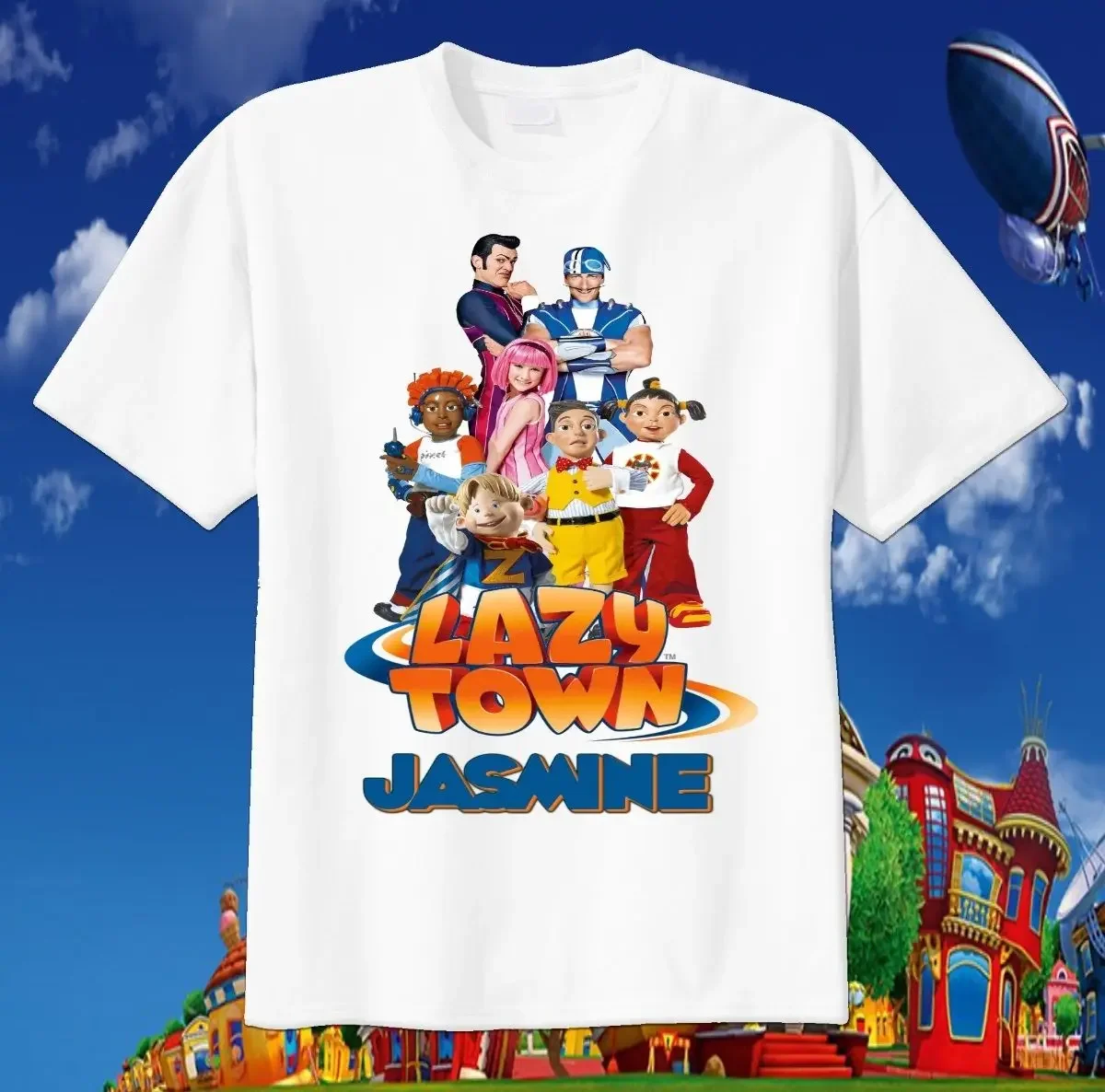 Lazy Town Custom T-shirt Personalize Birthday, Stephanie, Sportacus