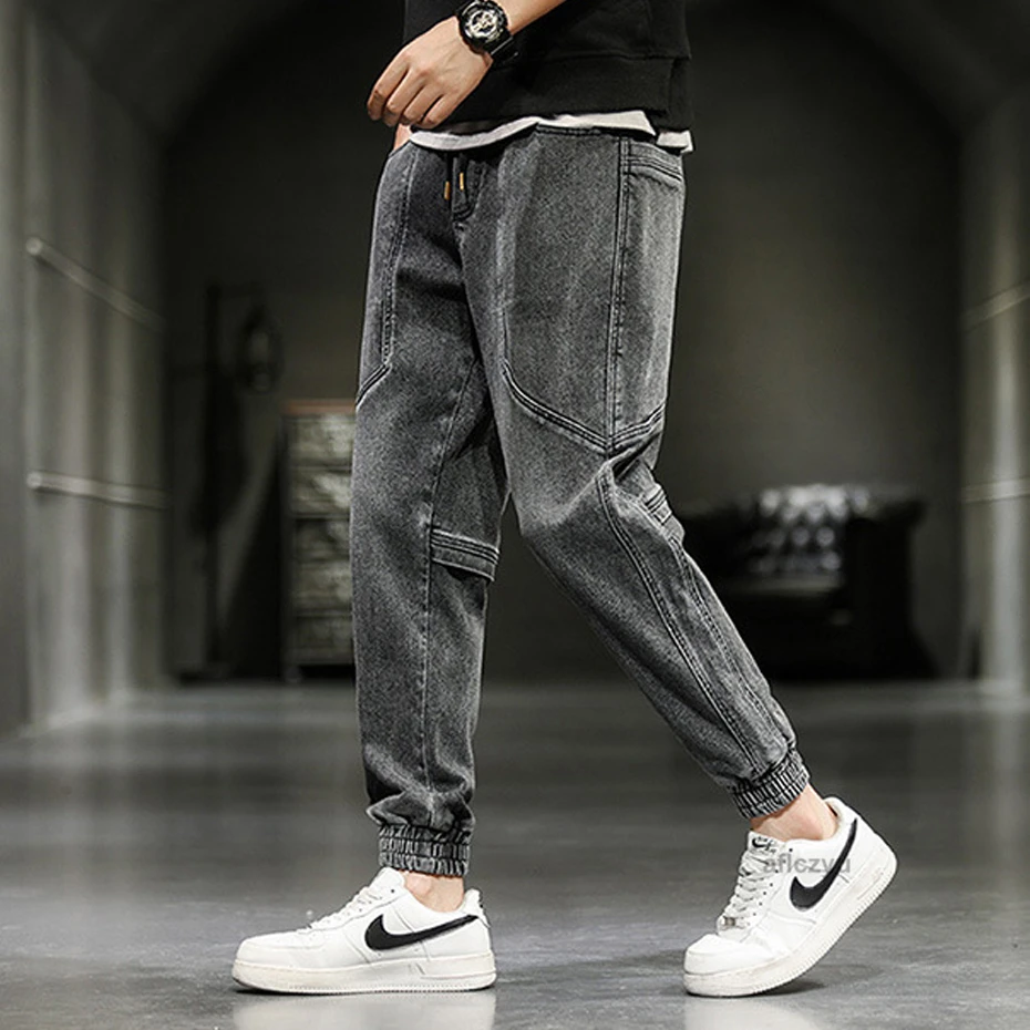 Jogger Jeans Men Denim Pants Plus Size 8XL Fashion Casual Elastic Waist Denim Pants Male Solid Color Trousers