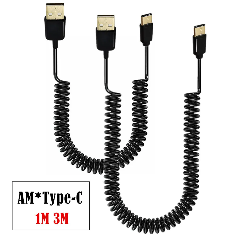 Spiral Coiled USB 3.1 C-TYPE male to 2.0 AM adapter adaptor Cable 1m 3FT/3.0M 10FT