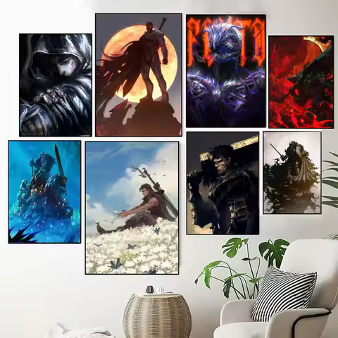Berserk Anime Poster Fancy Wall Sticker for Living Room Bar Vintage Decorative Painting Middle