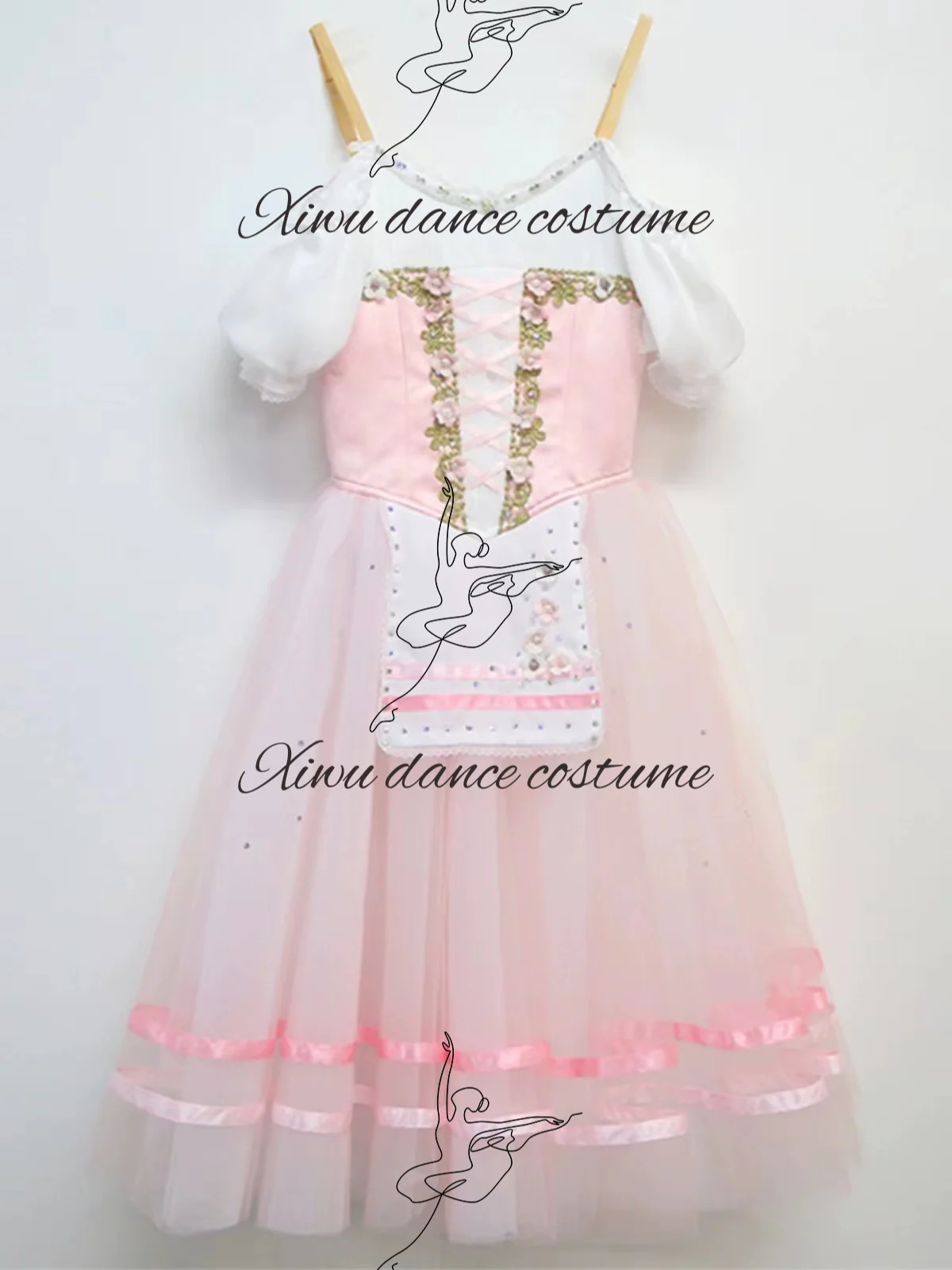 New Professional Custom Size Kids Girls Women Adults Peasant Performance Wear Costumes Long Salmon Pink Romantic Tutu Dress