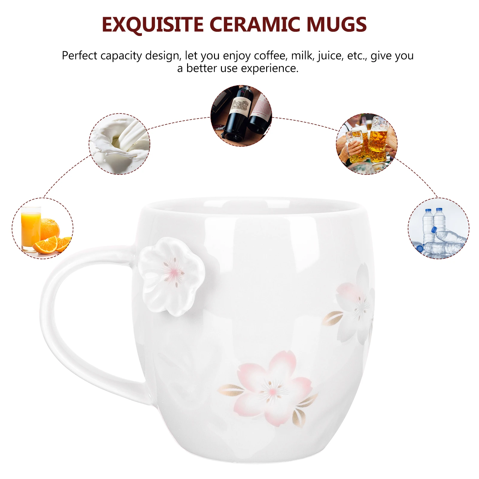 

Creative Ceramic Mugs Flower Design and Practical Perfect Capacity for Beverages Home Office Use Birthday Christmas Gift