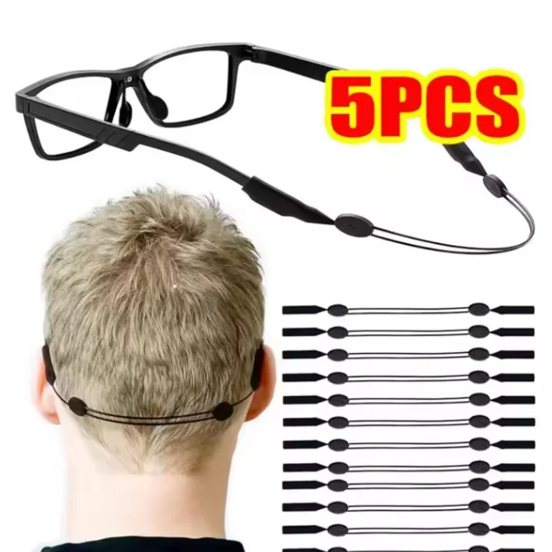 5 Stück universell verstellbare Brillenhalterung für Sport-Sonnenbrillen, rutschfestes Seil, Unisex-Gurt, Sicherheitsbrillenhalter, einziehbar – Detail 3