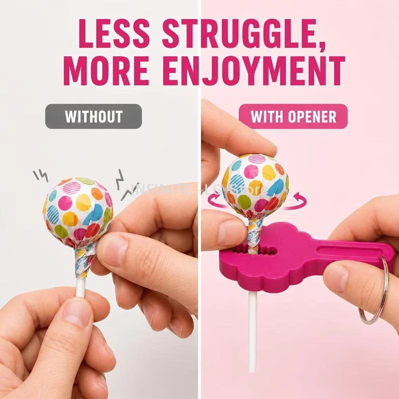 1/3Pcs Portable Plastic Lollipop Opener With Keychain Labor Saving Design For Kids Parties Home Daily Snack TimeINFINITE -LG