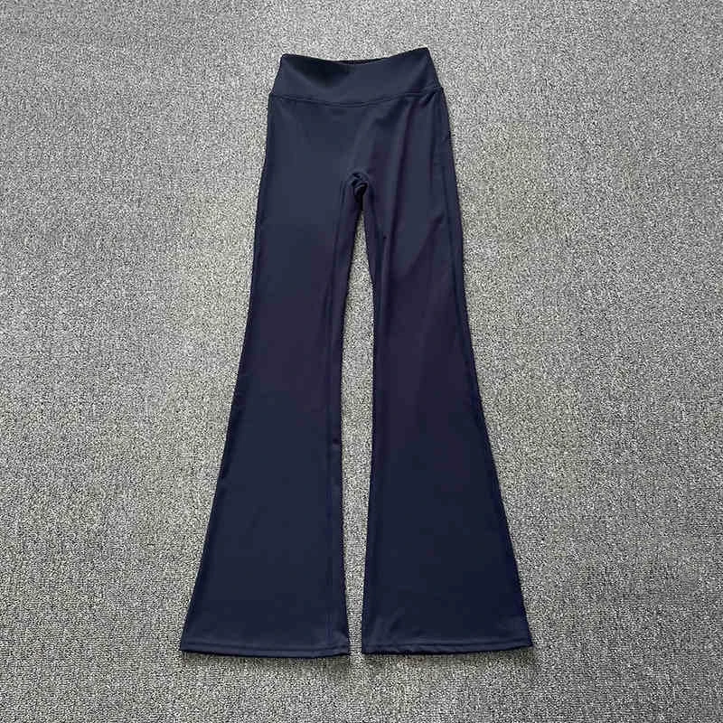 New Style Sports Running Slant Side Flip Waist Design Gym Fitness Wear Yoga Leggings Fashion Flared Pants for Women