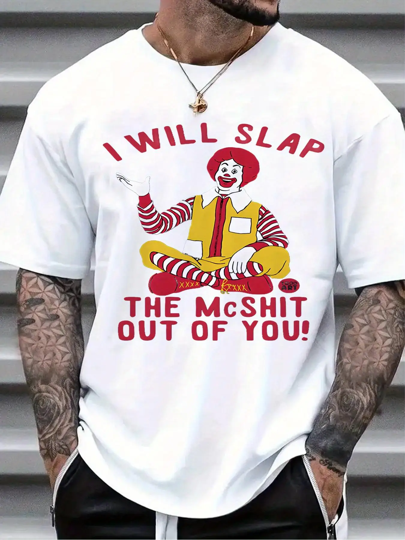 Men'S Plus Size I WILL SLAP Funny Graphic T-Shirt - Clown Design with Red Hair and Football, Perfect for Casual Wear or As A Unique Gift for Friends and Family - Trendy and Comfortable Tee for Humor Lovers