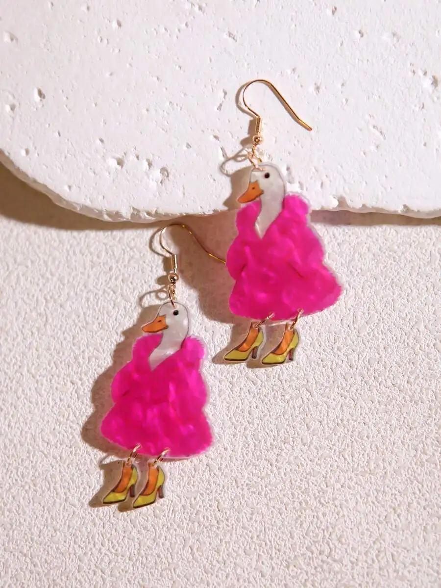 

Funny Duck Resin Drop Earrings With High Heels For Women Statement Jewelry