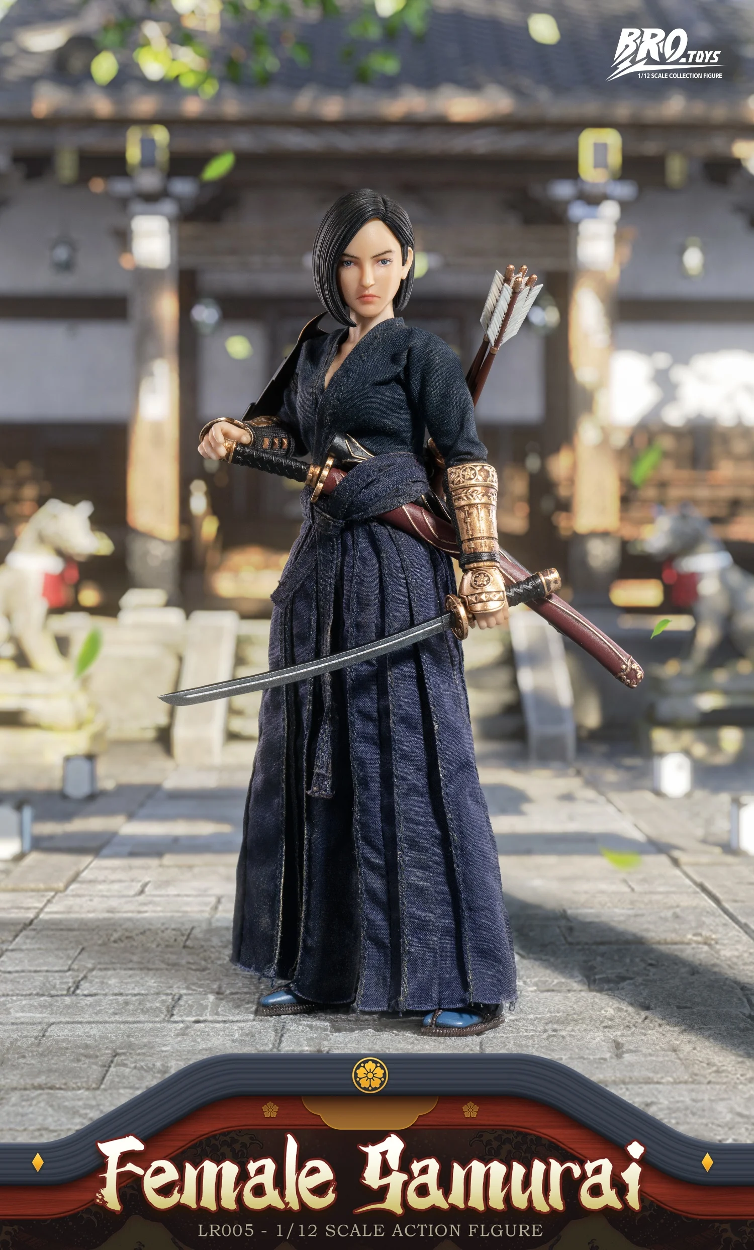 In Stock BROTOYS LR005 1/12 Scale Collectible Female Samurai 6Inch Action Figure Model Toys with Bow and Arrow Weapon Accessorie