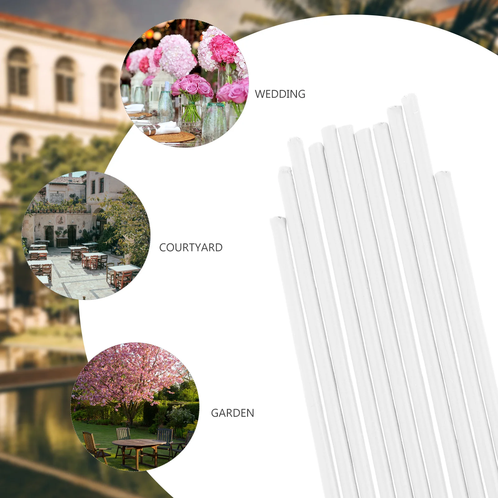 

11Pcs Artificial Flower Stems Plastic Iron Wire Durable Flexible DIY Floral Rod Wedding Home Garden Decoration Supplies