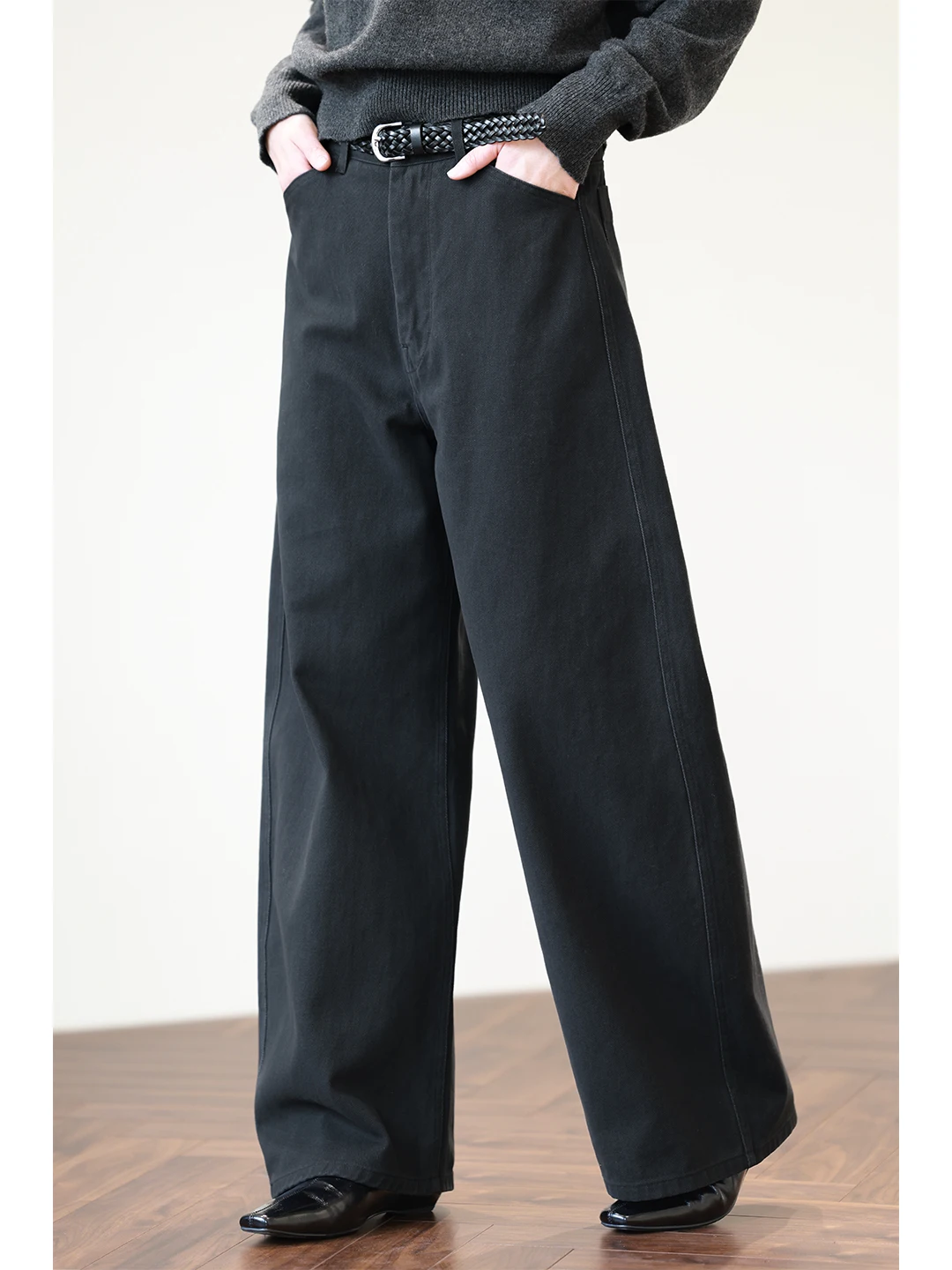 

Джинсы с высокой талией и прямыми штанинами, женские свободные брюки с широкими штанинами, хлопковые джинсовые брюки для коррекции фигуры, для фигуры типа «груша»