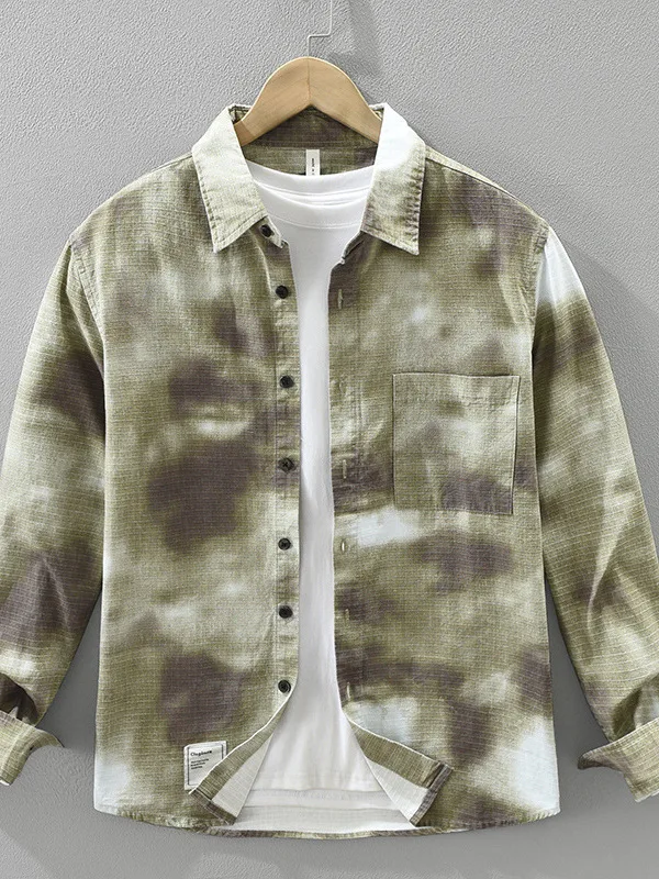 

Японская окрашенная хлопковая верхняя одежда Long Sve Cotton irt, мужская свободная повседневная верхняя одежда с принтом, осенняя мода, художественная одежда на пуговицах