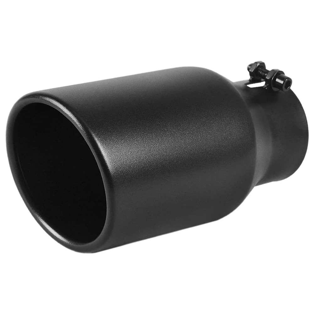 3 Inch Inlet Black Exhaust Tip 3 x 4.5 x 9 Black Paint Finish Stainless Steel Material Exhaust Tip Bolt-on