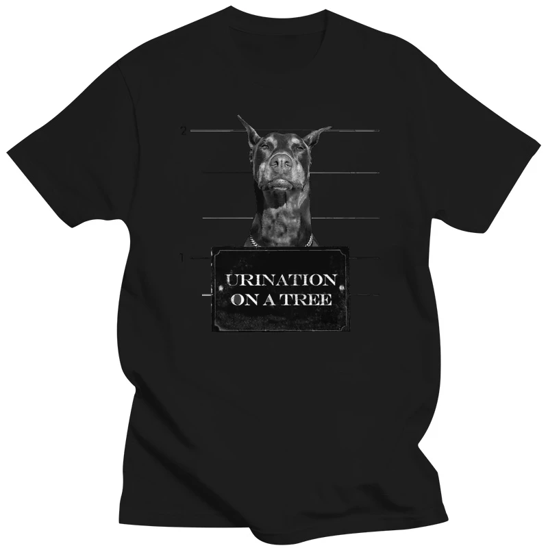 Doberman T Shirt Funny Dog T-Shirt  Print Top Mug Shot Dobe Dobermann Brand Cotton Men Printed Tops Fitness T-Shirt