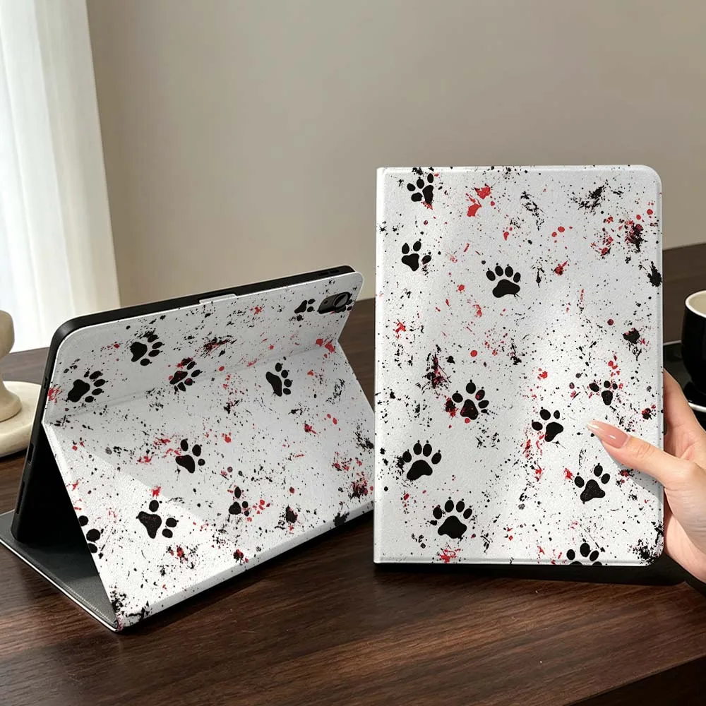 Cartoon Dog Paw Print Case For iPad Mini Pro Air 5 6 7 8 9 11 9.7 7.9 10.9 13 12.9 inch Folding Automatic Sleep/Make Tablet