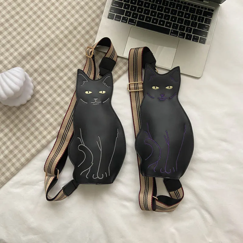 2023 new girl cute cat shoulder bag  personality women large capacity cartoon crossbody bag female