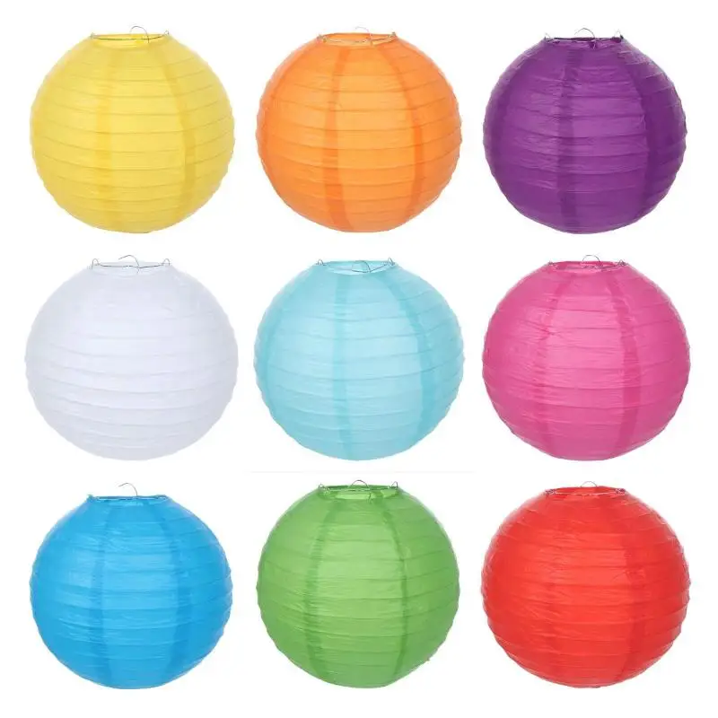 1/3Pcs Colorful Round Paper Lanterns Foldable Hanging Paper Lamp Retro Chinese Paper Lanterns For Festival Party Home Decor