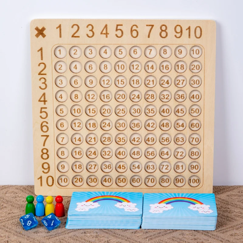 99 Multiplication Board Game Wooden Montessori Learning Educational Toys Math Counting Hundred Children Family Party Games