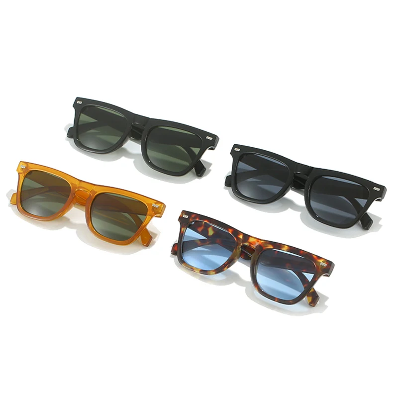 SO&EI New Cat Eye Women Rivets Sunglasses Fashion Brand Designer Dark Green Eyewear Shades UV400 Men Sun Glasses