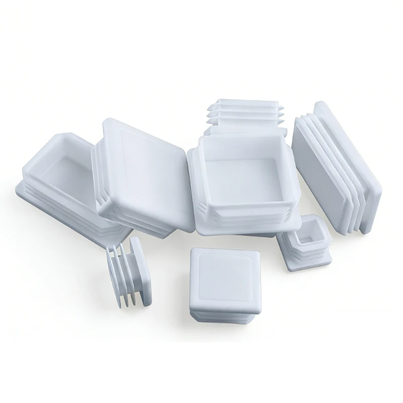 White Square Tube Pipe Plug Rectangle Plastic Blanking End Cap Table Leg Feet Inserts Plugs Dust Cover 15x15mm to 60x120mm image 6