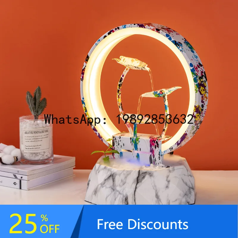 

YFY Indoor Desktop Fountain Water Flow Ornament for Living Room Office Entrance Hall Humidifying Water Feature Home Decoration
